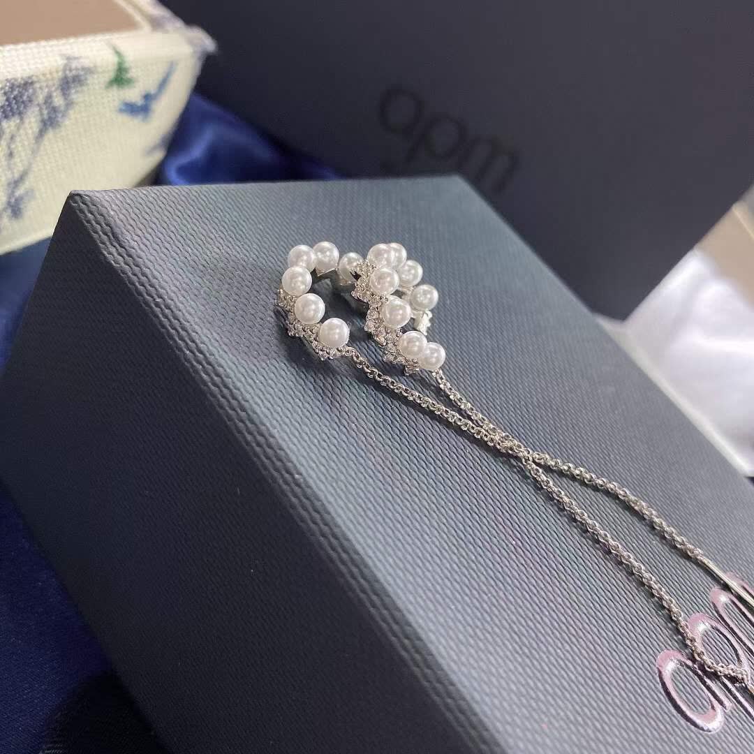 APM Monaco Silver Pearl Threader Earrings